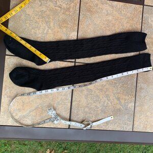 Cable Cozy Black Socks knee high